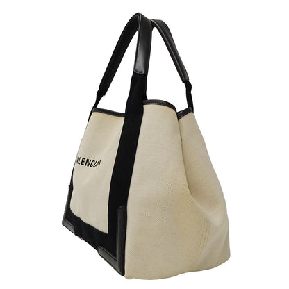 BALENCIAGA バレンシアガ ネイビーカバスS ハンドバッグ アイボリー ブラック 339933 キャンバス レディース 【中古】