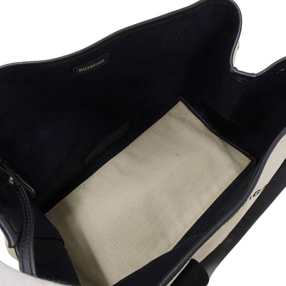 BALENCIAGA バレンシアガ ネイビーカバスS ハンドバッグ アイボリー ブラック 339933 キャンバス レディース 【中古】