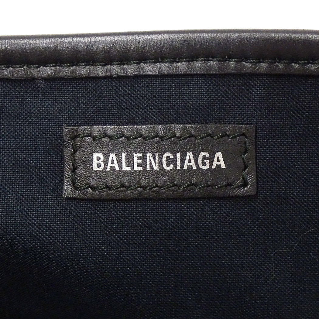 BALENCIAGA バレンシアガ ネイビーカバスS ハンドバッグ アイボリー ブラック 339933 キャンバス レディース 【中古】