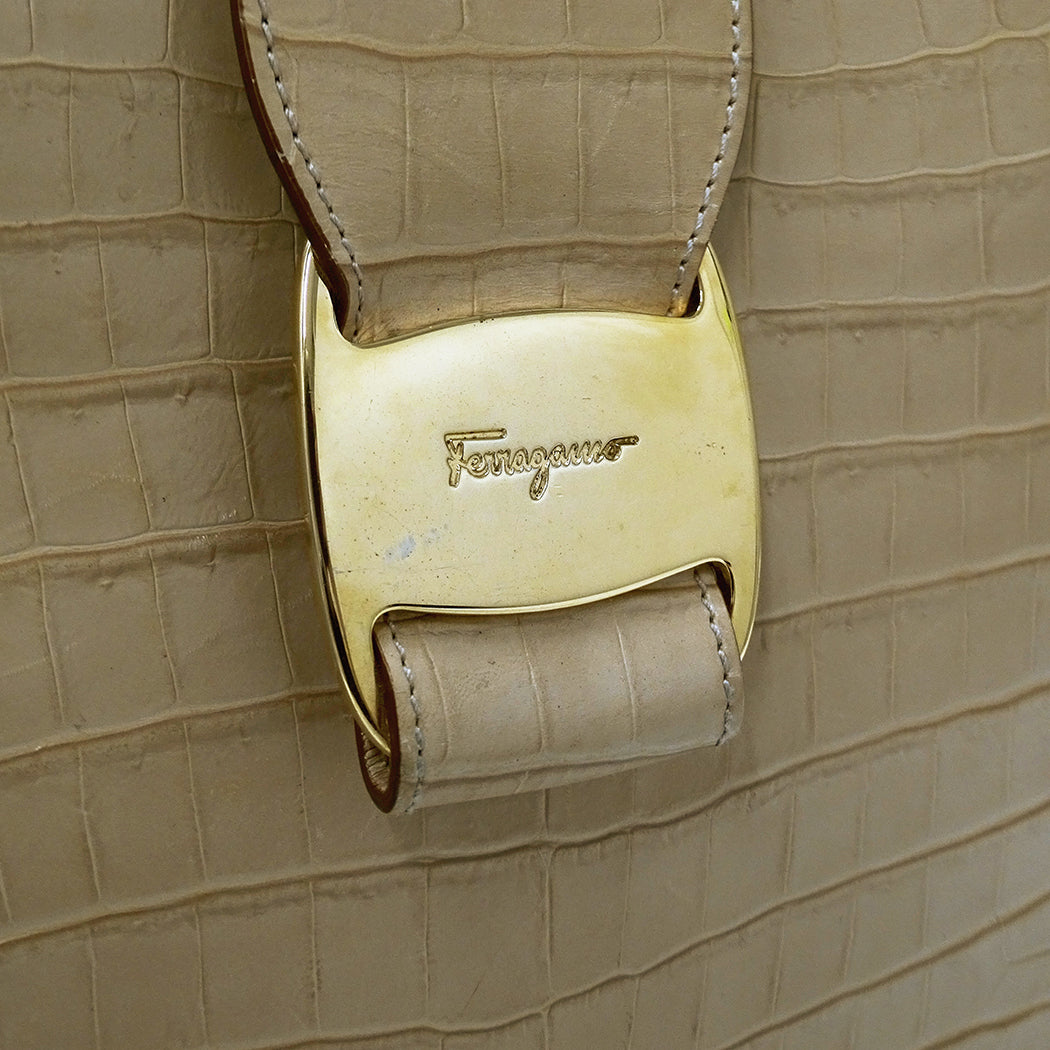 Ferragamo フェラガモ 2wayバッグ ヴァラ ベージュ レザー レディース 【中古】