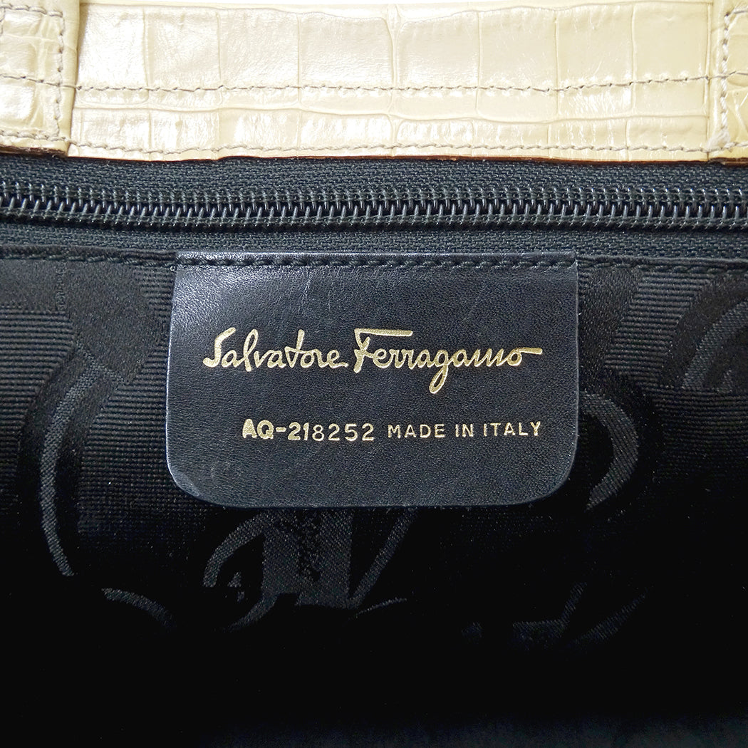 Ferragamo フェラガモ 2wayバッグ ヴァラ ベージュ レザー レディース 【中古】