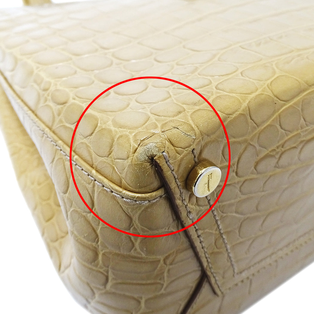 Ferragamo フェラガモ 2wayバッグ ヴァラ ベージュ レザー レディース 【中古】