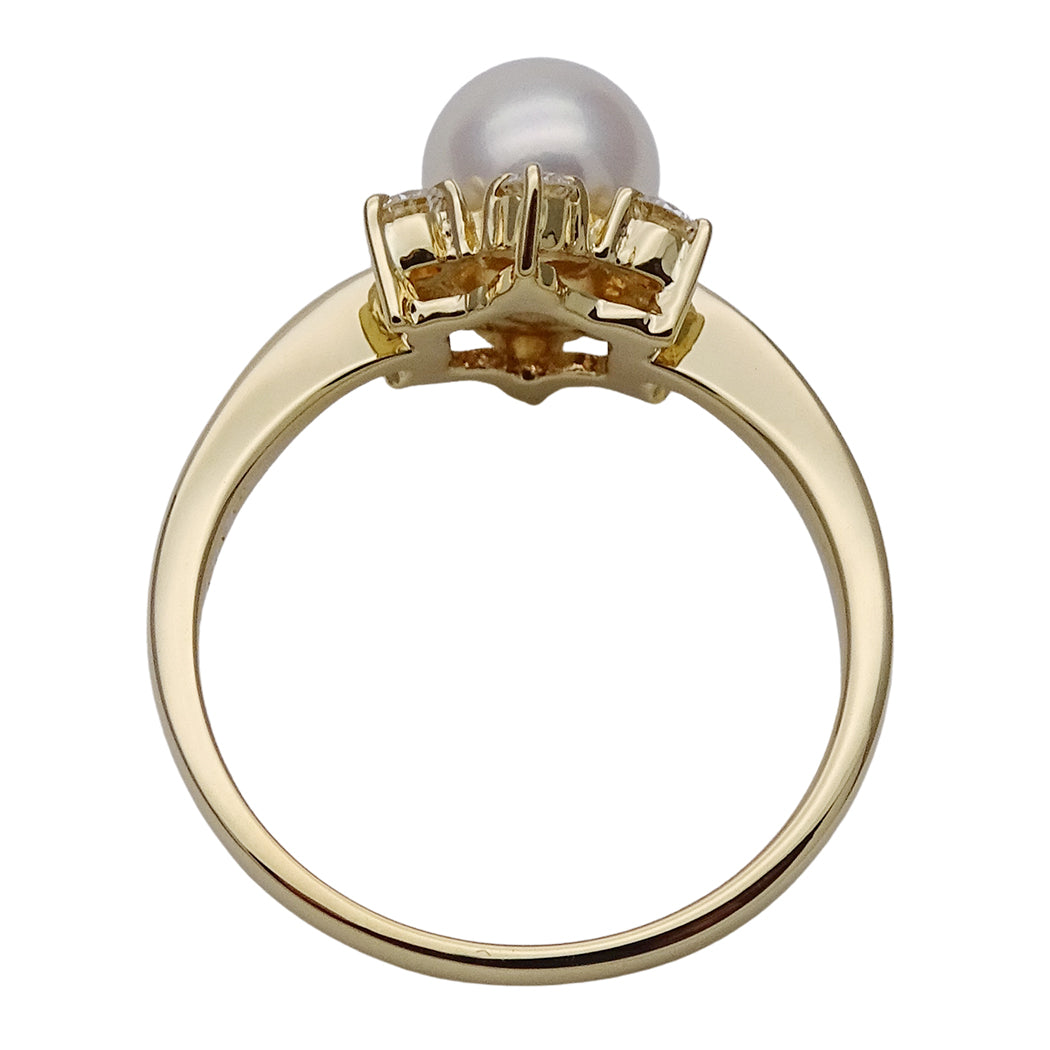 MIKIMOTO ミキモト リング 指輪 K18 パール ダイヤモンド 約11号 レディース 磨き済み【中古】