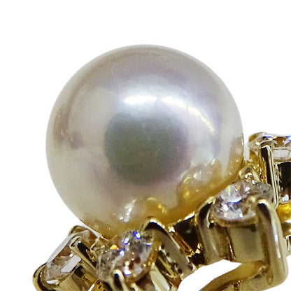 MIKIMOTO ミキモト リング 指輪 K18 パール ダイヤモンド 約11号 レディース 磨き済み【中古】