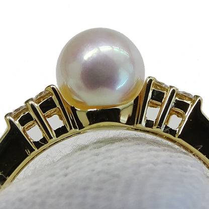 MIKIMOTO ミキモト リング 指輪 K18 パール ダイヤモンド 約10号 レディース 磨き済み【中古】
