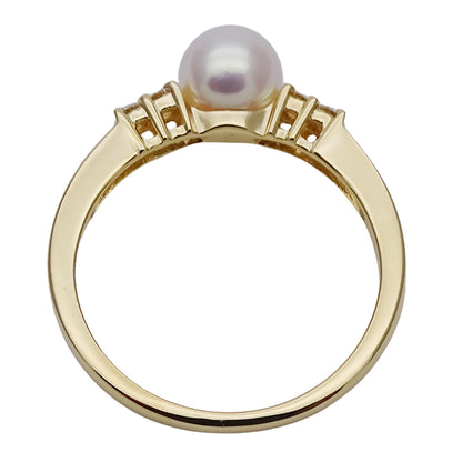 MIKIMOTO ミキモト リング 指輪 K18 パール ダイヤモンド 約10号 レディース 磨き済み【中古】