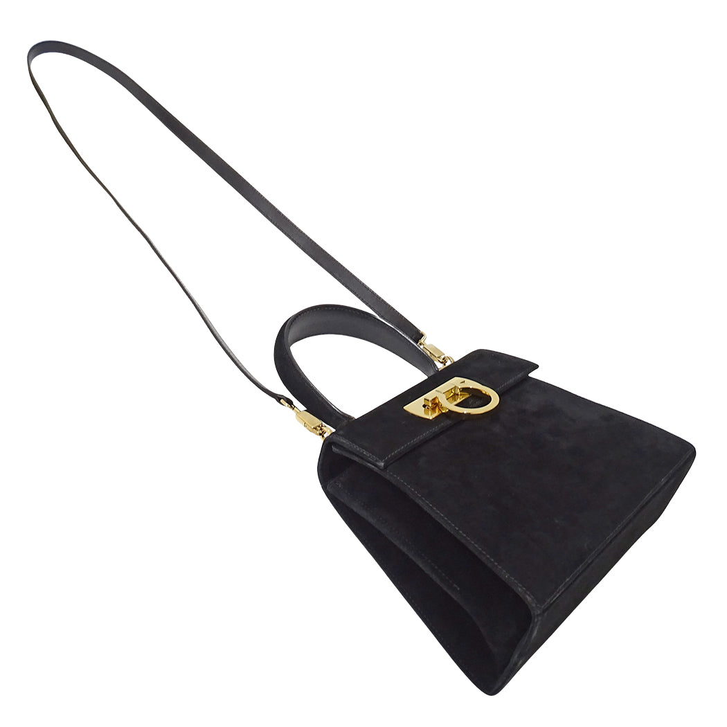 Ferragamo フェラガモ 2wayバッグ ガンチーニ ブラック BX-212193 スエード レディース 【中古】