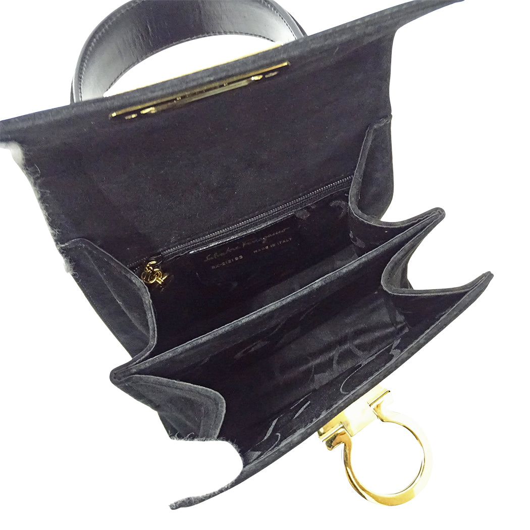 Ferragamo フェラガモ 2wayバッグ ガンチーニ ブラック BX-212193 スエード レディース 【中古】