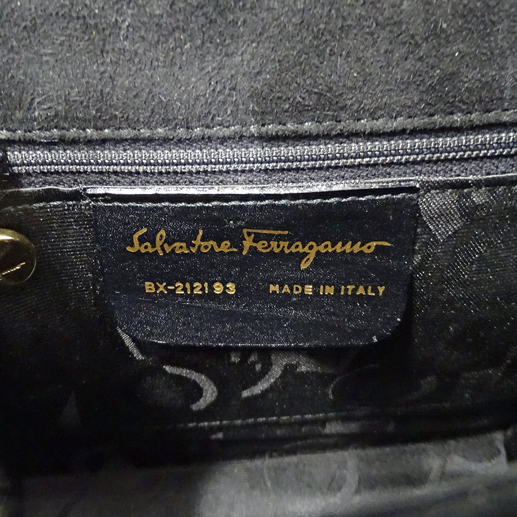 Ferragamo フェラガモ 2wayバッグ ガンチーニ ブラック BX-212193 スエード レディース 【中古】