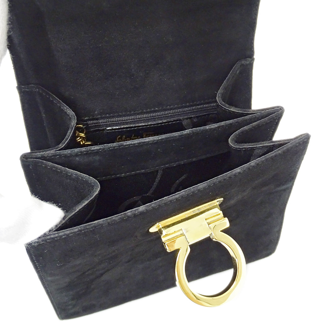 Ferragamo フェラガモ 2wayバッグ ガンチーニ ブラック BX-212193 スエード レディース 【中古】