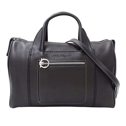 Ferragamo フェラガモ 2wayバッグ ガンチーニ ブラック レザー レディース 【中古】