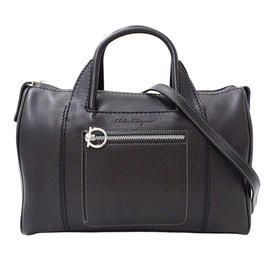 Ferragamo フェラガモ 2wayバッグ ガンチーニ ブラック レザー レディース 【中古】
