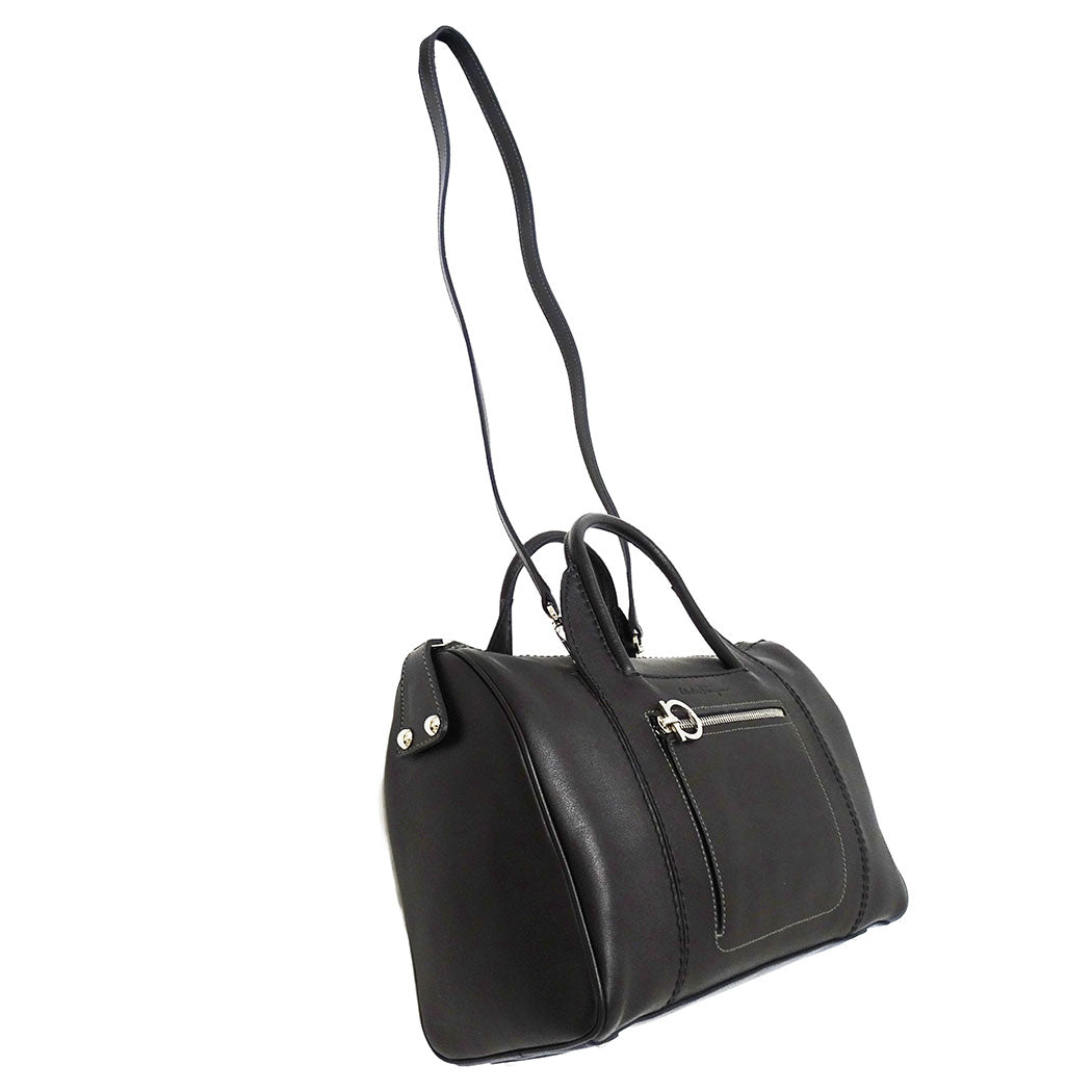 Ferragamo フェラガモ 2wayバッグ ガンチーニ ブラック レザー レディース 【中古】