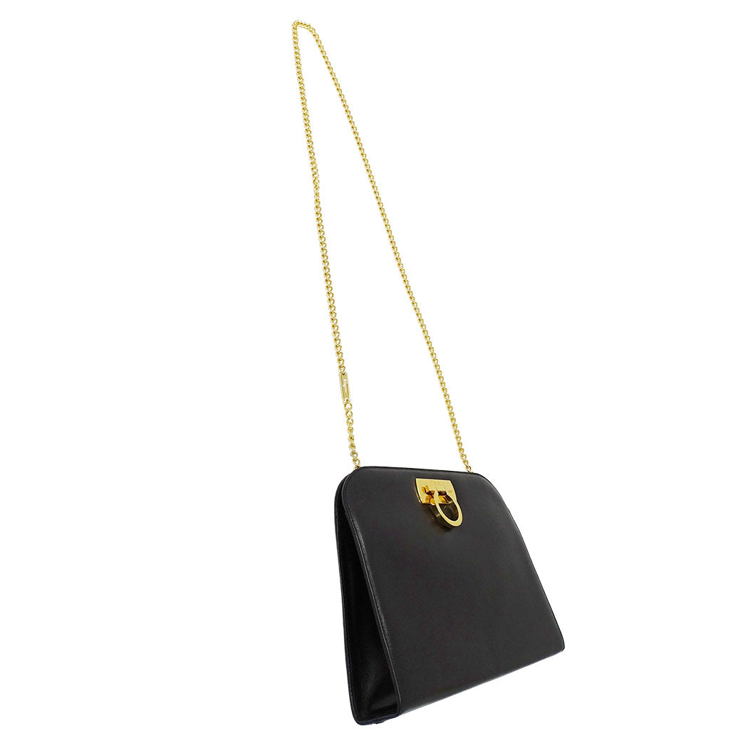 Ferragamo フェラガモ 2wayバッグ ガンチーニ ブラック レザー レディース 【中古】