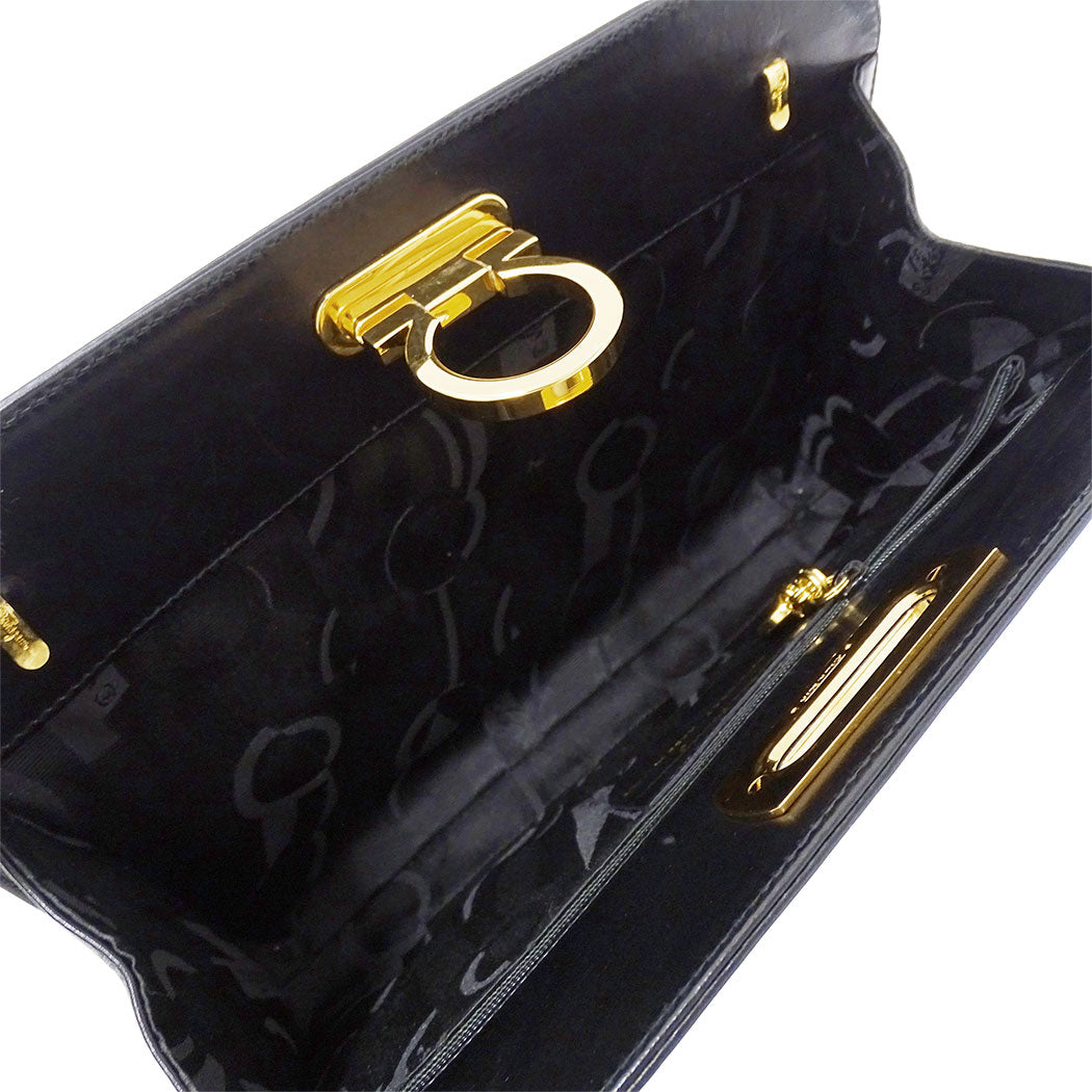 Ferragamo フェラガモ 2wayバッグ ガンチーニ ブラック レザー レディース 【中古】