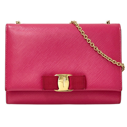 Ferragamo フェラガモ ショルダーバッグ ヴァラリボン ピンク レザー レディース 【中古】