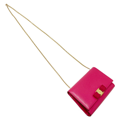 Ferragamo フェラガモ ショルダーバッグ ヴァラリボン ピンク レザー レディース 【中古】