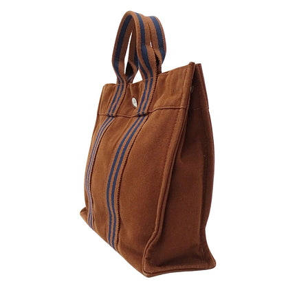 HERMES エルメス フールトゥ トートPM トートバッグ ブラウン シルバー金具 キャンバス レディース メンズ 【中古】