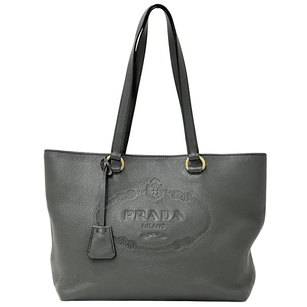 PRADA プラダ トートバッグ グレー 1BG100 レザー レディース 【中古】