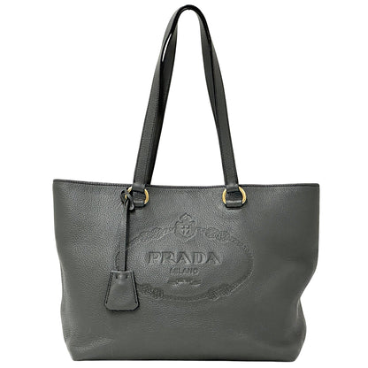 PRADA プラダ トートバッグ グレー 1BG100 レザー レディース 【中古】