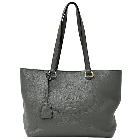 PRADA プラダ トートバッグ グレー 1BG100 レザー レディース 【中古】