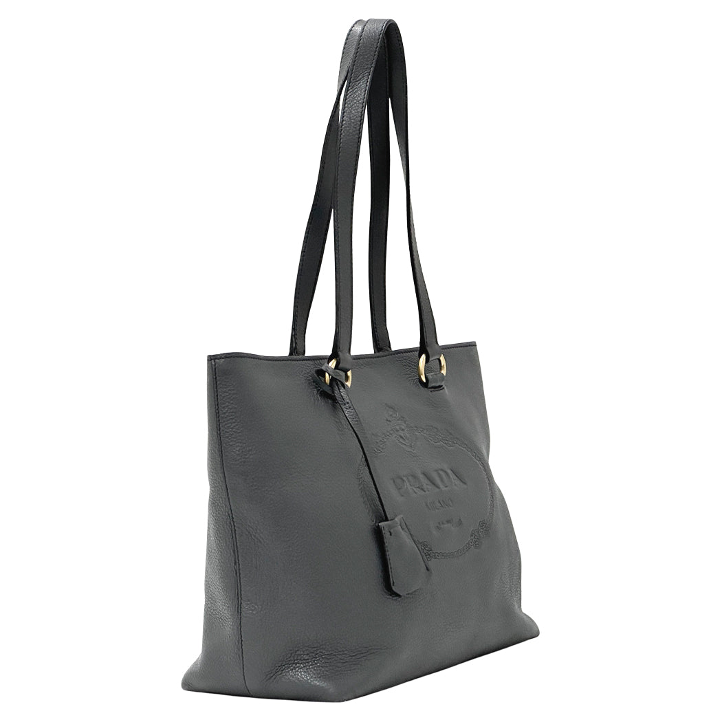 PRADA プラダ トートバッグ グレー 1BG100 レザー レディース 【中古】