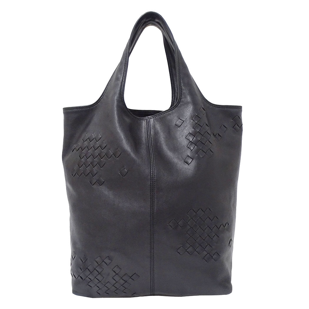 BOTTEGAVENETA ボッテガ・ヴェネタ ハンドバッグ イントレチャート ブラック レザー レディース 【中古】