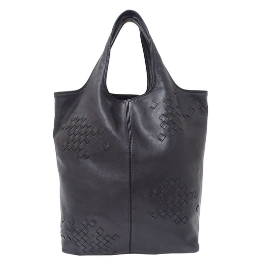 BOTTEGAVENETA ボッテガ・ヴェネタ ハンドバッグ イントレチャート ブラック レザー レディース 【中古】