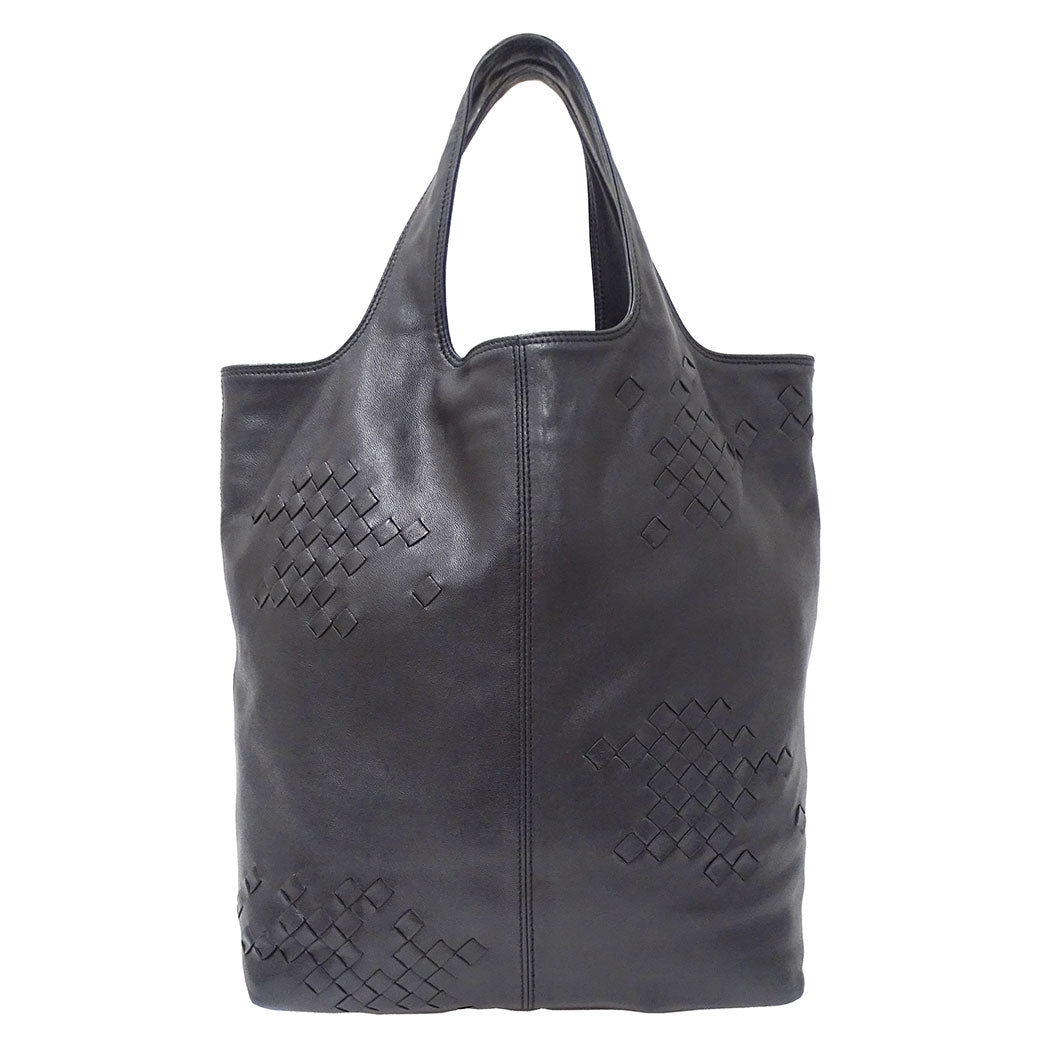 BOTTEGAVENETA ボッテガ・ヴェネタ ハンドバッグ イントレチャート ブラック レザー レディース 【中古】
