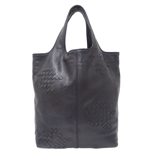 BOTTEGAVENETA ボッテガ・ヴェネタ ハンドバッグ イントレチャート ブラック レザー レディース 【中古】