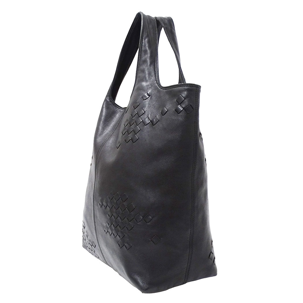 BOTTEGAVENETA ボッテガ・ヴェネタ ハンドバッグ イントレチャート ブラック レザー レディース 【中古】