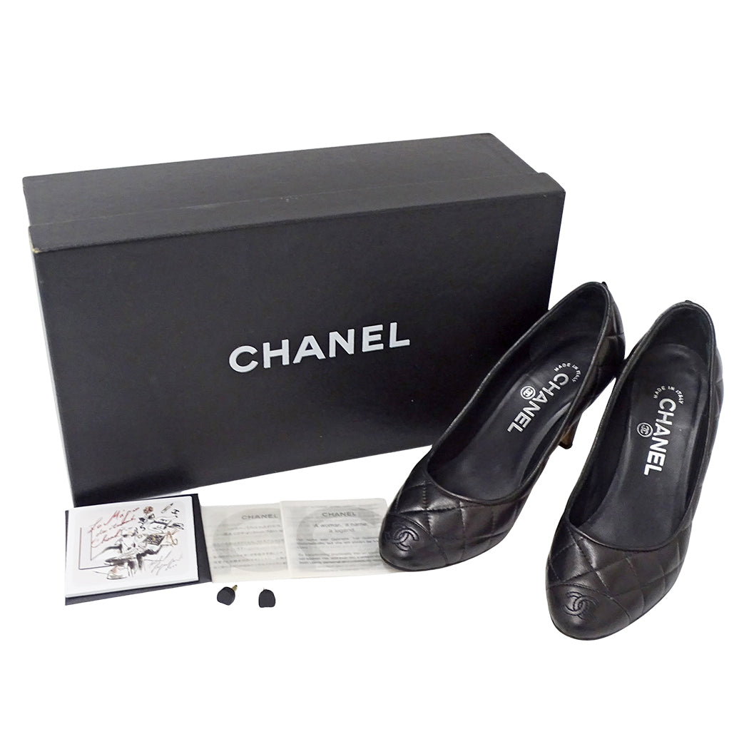 CHANEL シャネル パンプス マトラッセ ブラック レザー レディース 【中古】