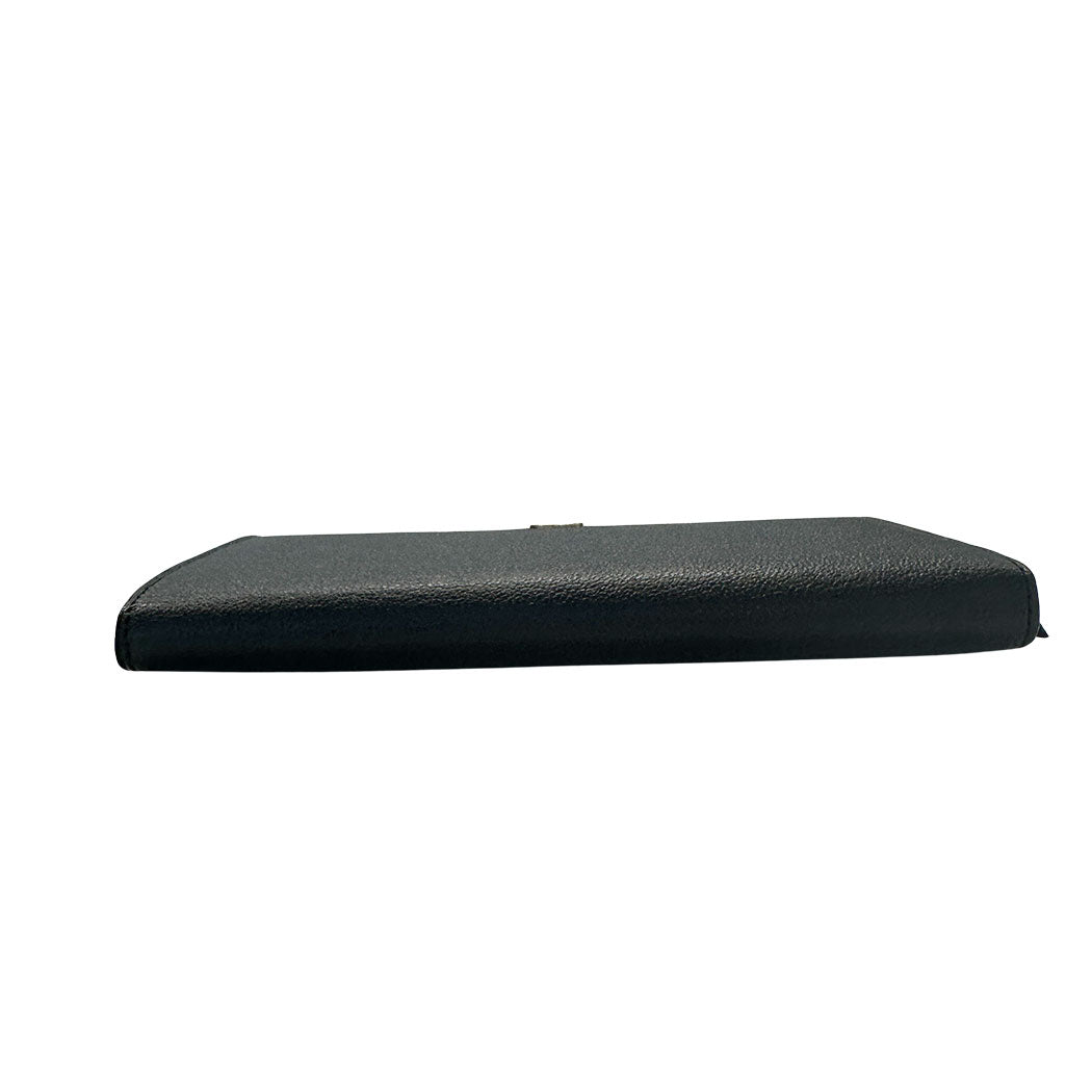 CHANEL シャネル 長財布 ブラック ゴールド金具 レザー レディース 【中古】