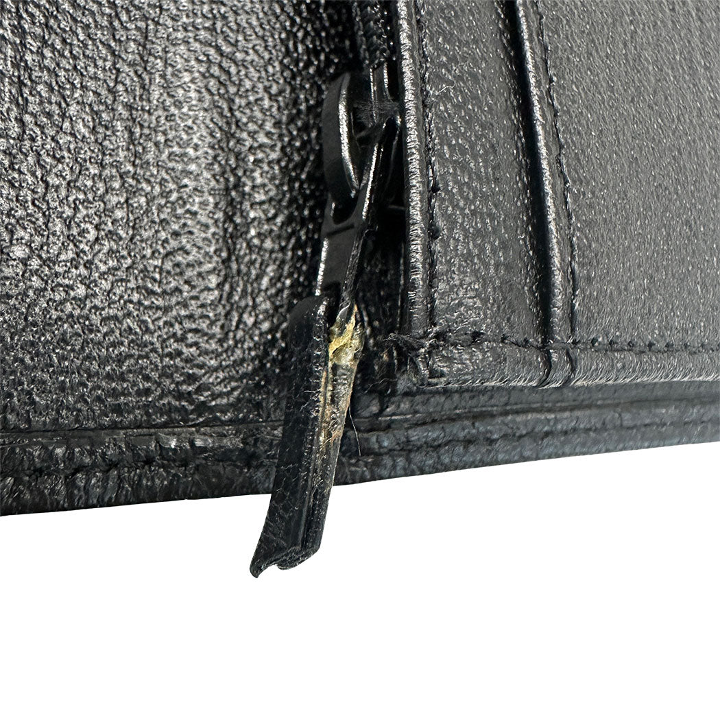 CHANEL シャネル 長財布 ブラック ゴールド金具 レザー レディース 【中古】