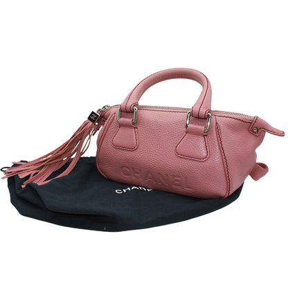CHANEL シャネル ハンドバッグ ピンク シルバー金具 レザー レディース 【中古】