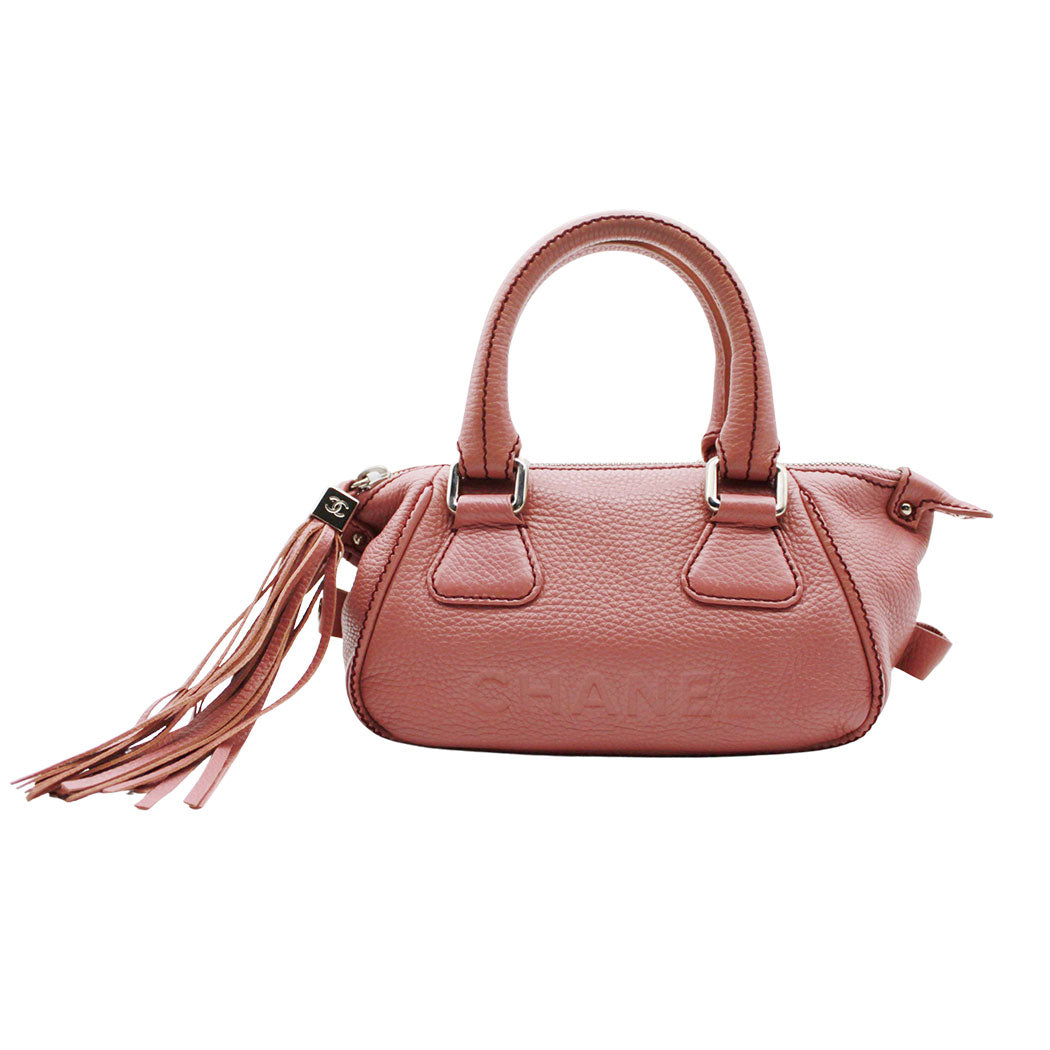 CHANEL シャネル ハンドバッグ ピンク シルバー金具 レザー レディース 【中古】
