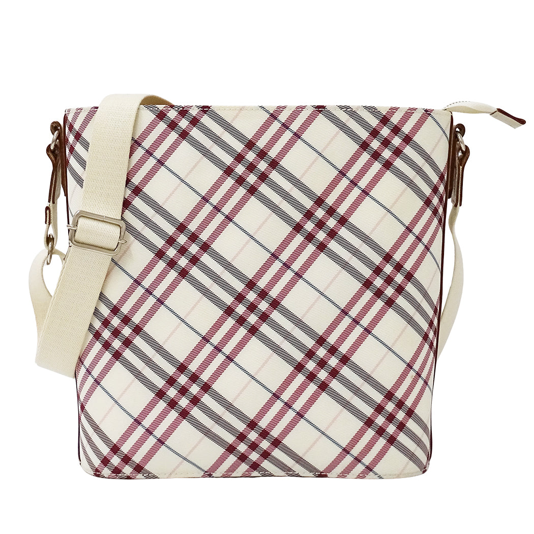 BURBERRY BLUE LABEL バーバリーブルーレーベル ショルダーバッグ ホワイト レッド キャンバス レディース 【中古】