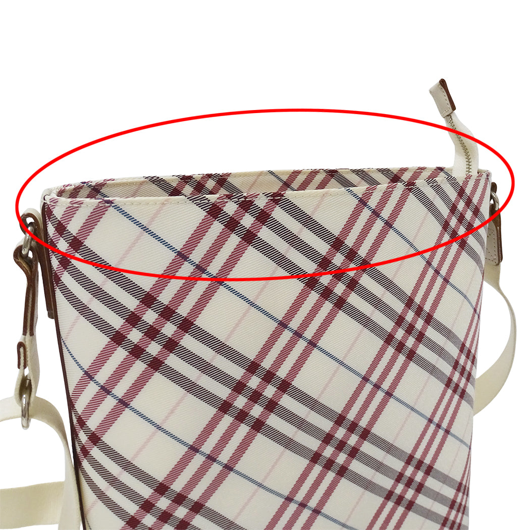 BURBERRY BLUE LABEL バーバリーブルーレーベル ショルダーバッグ ホワイト レッド キャンバス レディース 【中古】