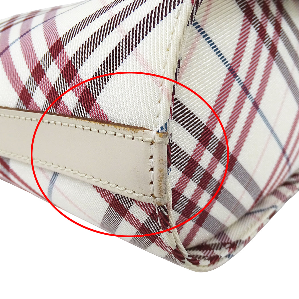 BURBERRY BLUE LABEL バーバリーブルーレーベル ショルダーバッグ ホワイト レッド キャンバス レディース 【中古】