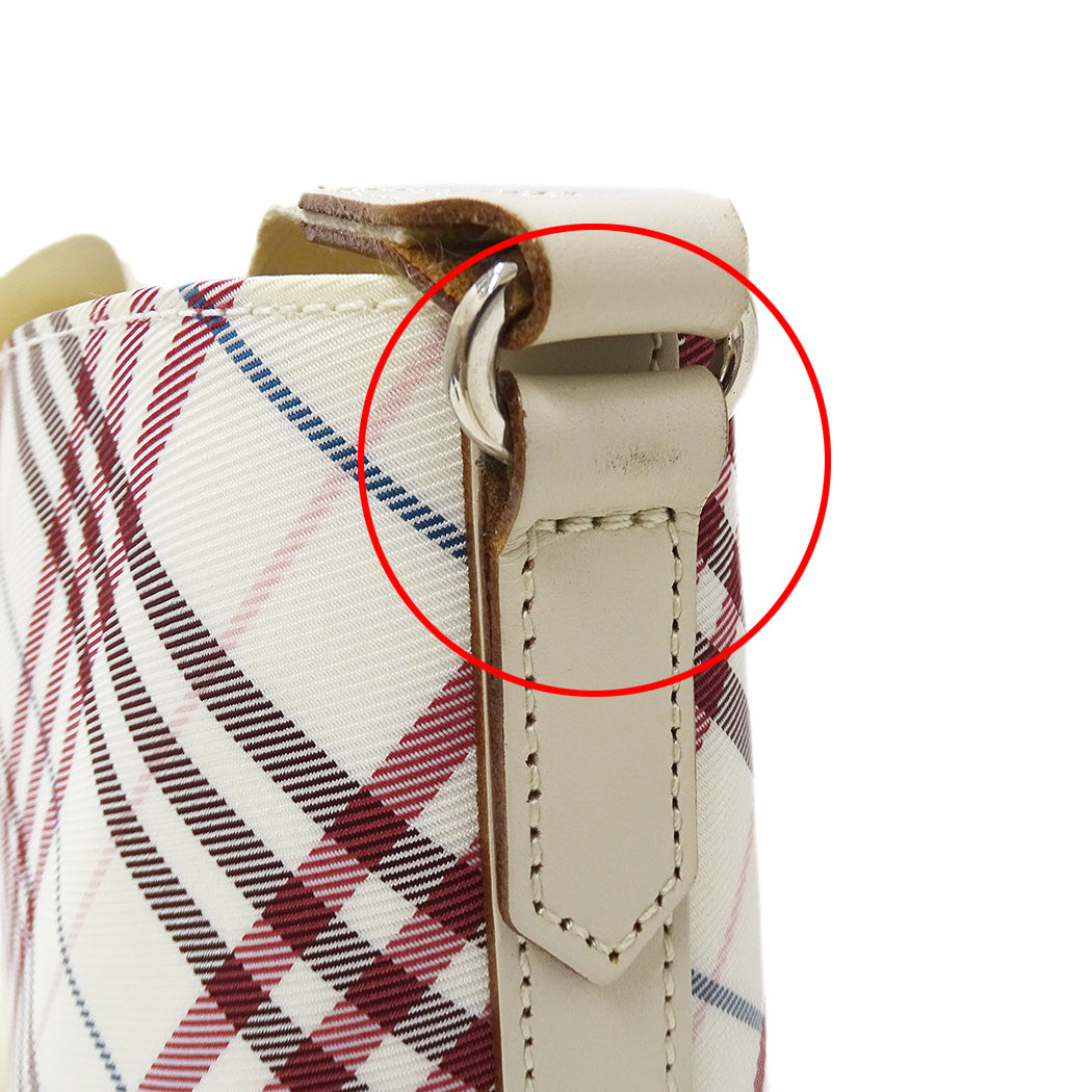 BURBERRY BLUE LABEL バーバリーブルーレーベル ショルダーバッグ ホワイト レッド キャンバス レディース 【中古】