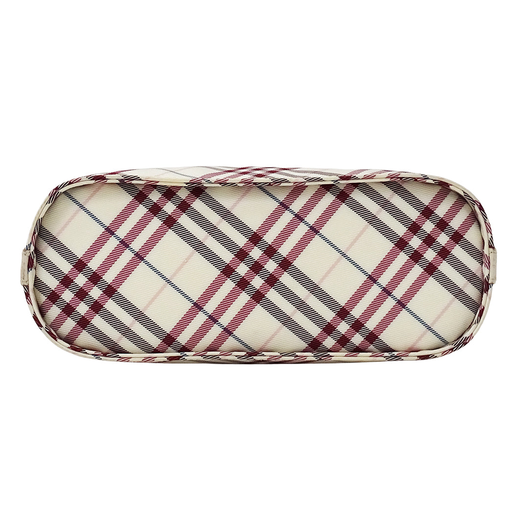 BURBERRY BLUE LABEL バーバリーブルーレーベル ショルダーバッグ ホワイト レッド キャンバス レディース 【中古】