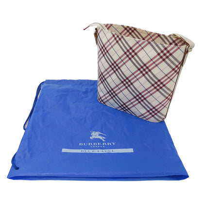BURBERRY BLUE LABEL バーバリーブルーレーベル ショルダーバッグ ホワイト レッド キャンバス レディース 【中古】
