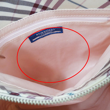 BURBERRY BLUE LABEL バーバリーブルーレーベル ショルダーバッグ ホワイト レッド キャンバス レディース 【中古】