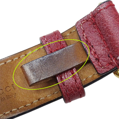 GUCCI グッチ ブレスレット GGマーモント レザー レッド ゴールド Lサイズ レディース メンズ 【中古】