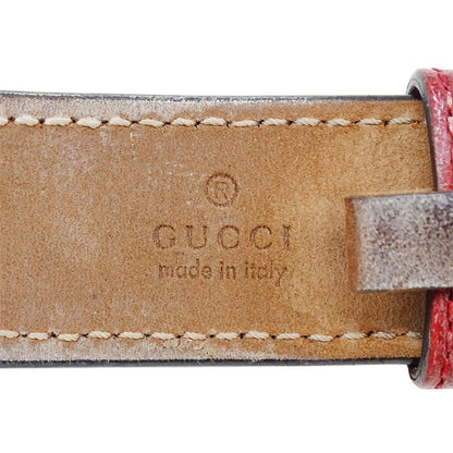 GUCCI グッチ ブレスレット GGマーモント レザー レッド ゴールド Lサイズ レディース メンズ 【中古】