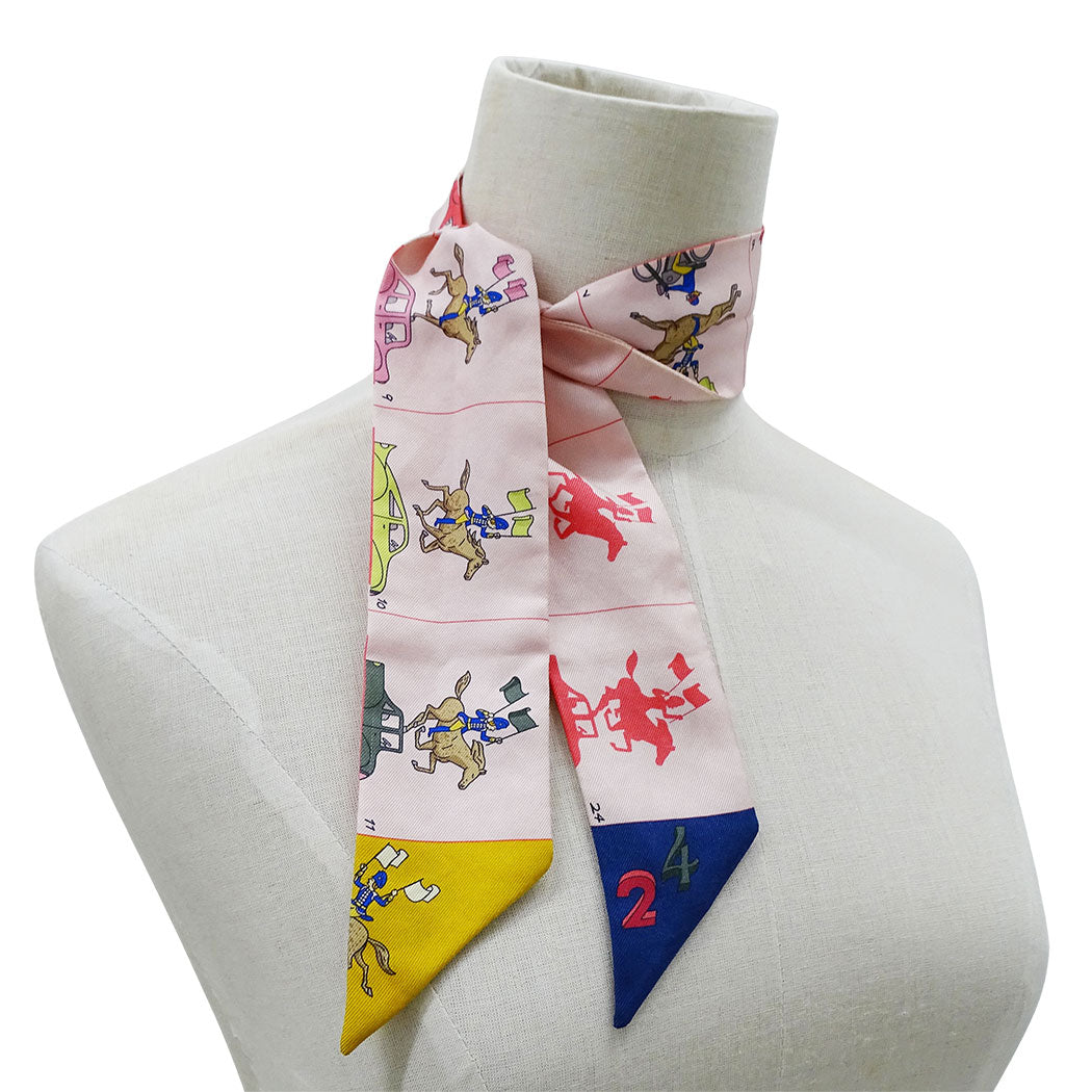 HERMES エルメス エルメス・パレード スカーフ ピンク シルク レディース 【中古】