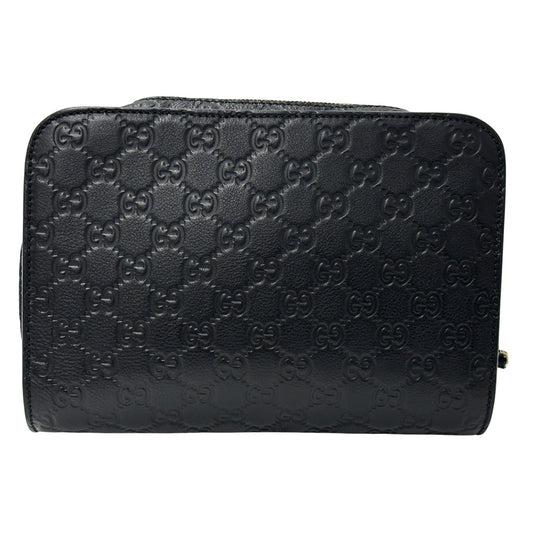 GUCCI グッチ クラッチ・セカンドバッグ シマ ブラック ゴールド金具 201755 レザー メンズ 【中古】