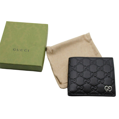 GUCCI グッチ シマ 二つ折り財布 ブラック 473922 レザー メンズ 【中古】