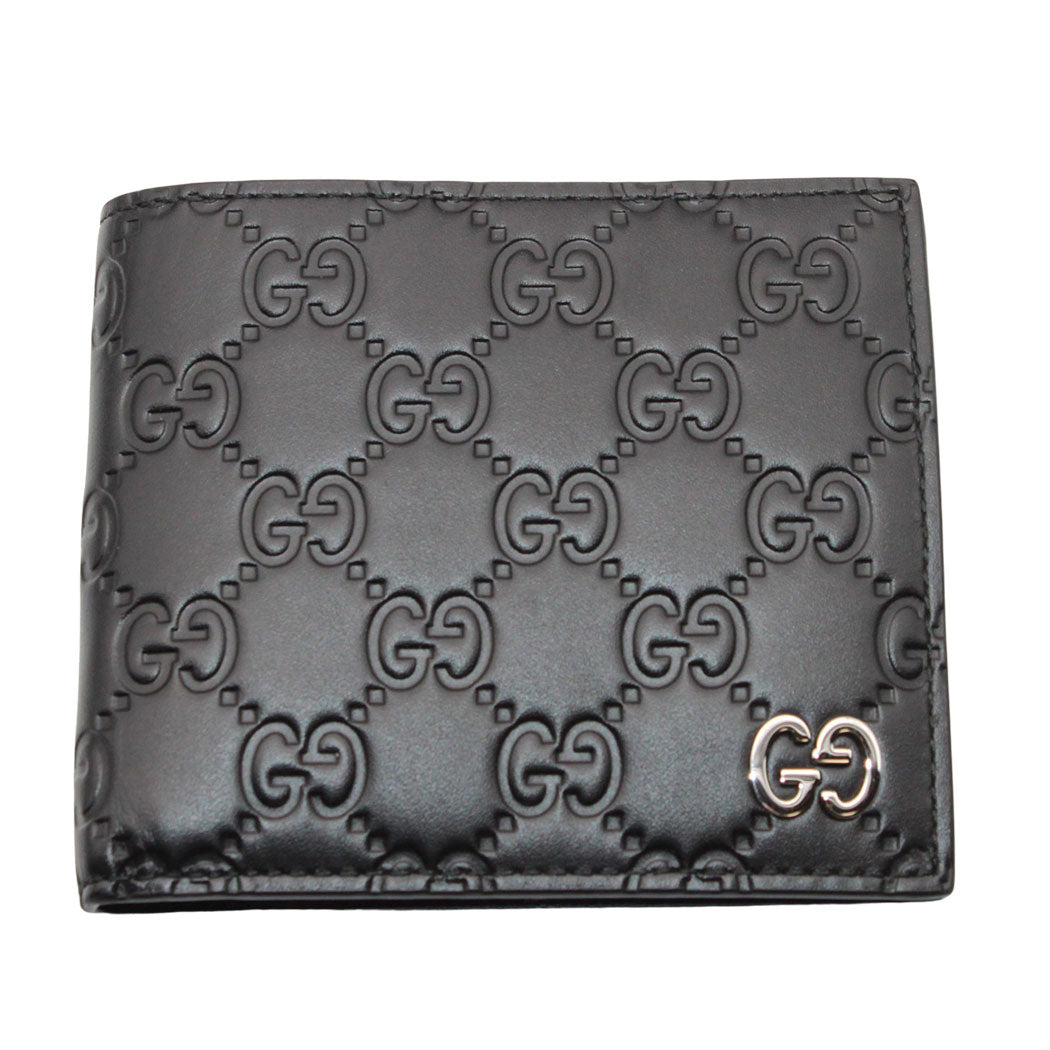 GUCCI グッチ シマ 二つ折り財布 ブラック 473922 レザー メンズ 【中古】