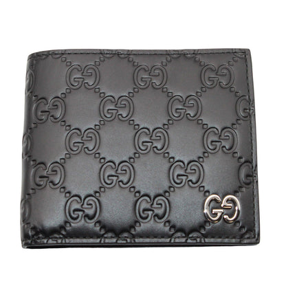GUCCI グッチ シマ 二つ折り財布 ブラック 473922 レザー メンズ 【中古】